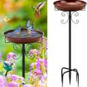 Daoeny Heavy Duty Bird Baths for Outdoors, 35In Outdoor Freestanding Birdbaths & Birdfeeder, Bird Bath Feeder Bowl with Metal Stake Garden Patio Yard Lawn Decor, Upgraded 5-Pronged Base (Brown)