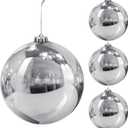 Hiboom 4 Pcs Christmas Ball Ornaments Plastic 6 Inch Christmas Tree Decoration Balls Large Xmas Decorative Hanging Ornament for Home Outdoor Outside Holiday Lawn Yard Party Supplies(Silver)