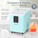 Igloo Portable Ice Maker with Scoop & Basket- Ice Maker with LED Control Panel & 1 Quart Water Tank- Ice Cube Maker Produces 26 Lbs Of Ice In 24 Hours with 8 Large or Small Cubes In 7-8 Minutes - Aqua