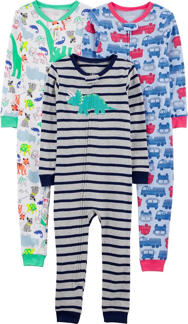 Simple Joys by Carter's baby-boys 3-pack Snug Fit Footless Cotton Pajamas