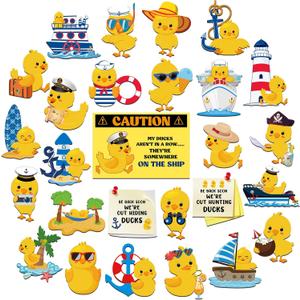 27 Pcs Duck Cruise Door Magnet Decorations Ducky Magnetic Stickers Decals Reusable Funny Carnival Cruise Ship Cabin Magnet for Door Decor Car Fridge Refrigerator(Classic)