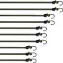 Pluvios - Assorted Sizes - Bungee Cords with Hooks Heavy Duty Outdoor - Multi-Pack of 10 - Multi-Purpose Elastic Bungee Straps for Luggage Straps, Camping - Weatherproof & UV Resistant