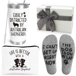 2 x Australian Shepherd Gifts for Women,Unique Birthday Gift for Best Friend Sister,Animal Lovers Gifts with 20 OZ Wine Tumble,Dog Mom Gift Who Loves Australian Shepherd,Dog Lover Funny Gag Idea