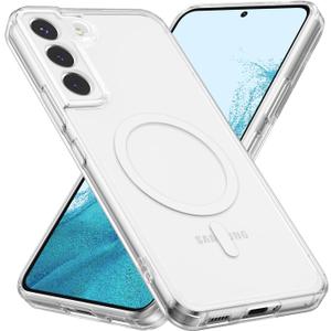 RALEAVO for Samsung Galaxy S22 Case Clear Magnetic Phone Case [Compatible with MagSafe] Slim Transparent Acrylic Hard Back Case Cover Military Drop Protection Case, Clear