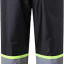 JKSafety Hi-Vis Rain Pants for Men Women Waterproof 3M Scotchlite Reflective Safety Rain Trousers Water-Resistance HV Gears for Farming Fishing Sports Works Inner Mesh Lining (114-Black L)