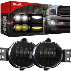 Upgraded Dual Color Super Bright LED Fog Lights for 2002-2008 Dodge Ram 1500 2003-2009 Ram 2500 3500 2004-2006 Durango Truck 2003 2004 2005 2006 2007 2008 2009 Driver and Passenger Side Driving Light