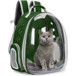Cat Bubble Backpack Carrier for Small Medium Dogs Cats Carrying Bag, Airline Approved Pet Travel Carrying Bag Dog Hiking Walking Outdoor Backpack (Dark Green)