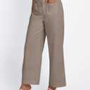 LILLUSORY Womens Linen Pants Wide Leg 2025 Summer Beach Vacation Outfits Clothes Lightweight Capri Capris Trendy Crop Cropped Casual Trousers (Brown)