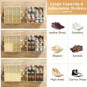 NestOrganix 2 Pack Shoe Organizer for Closet, Large Shoe Box Storage Containers, Foldable Shoe Storage Organizer Box Bin with Adjustable Dividers and Clear Cover, Space Saving Shoes Holder, Beige