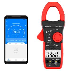 AIOMST 570T-APP Clamp Multimeter, AC/DC 1000A Digital Clamp-on Meter with Data Logging, Measures Amp, Volt, Ohm, Capacitance, Frequency, Temperature, Continuity Electrical Tester