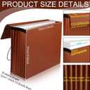 Chuangdi 5 Pcs Expanding File Folder with Flap 5.3" Expansion, Expandable File Wallet with Elastic Cord Closure, Letter Size Heavy Duty Document Organizer, 8 Slots Holds 1200 Sheets Paper, Brown