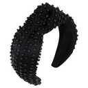 YISSION 1PC Pearl Knotted Headband for Women Non Slip Beaded Headband Wide Pearl Headbands for women Jeweled Embellished Hairband Black Head Band Hair Accessories for Women Girls