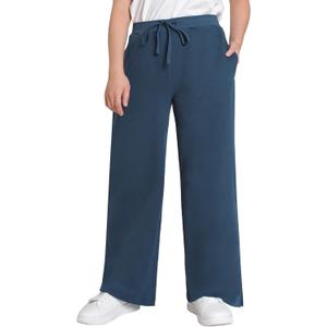 Weintee Women's Petite Wide Leg Sweatpants Petite Length, Size: Medium Petite (Dark Steel Blue)