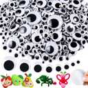 2000 Pcs 6mm to 30mm Googly Eyes Self Adhesive for Crafts, 8 Sizes Black White Plastic Wiggly Google Eyes Sticker Eyes for DIY