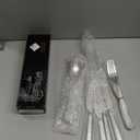 E-far 12-Piece Hammered Forks Spoons and Knives Set, Silverware Set for 4, Stainless Steel Square Flatware Set for Home Kitchen Restaurant, Mirror Polished & Dishwasher Safe