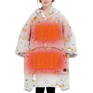 KFUBUO Heated Electric Wearable Blanket Throw Battery Operated Portable USB Cordless Outdoor Hoodie Sweatshirt