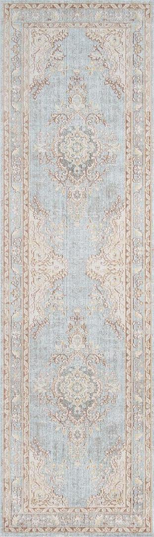Momeni Rugs Isabella Traditional Medallion Flat Weave Area Rug, 2'3" X 7' Runner, Blue