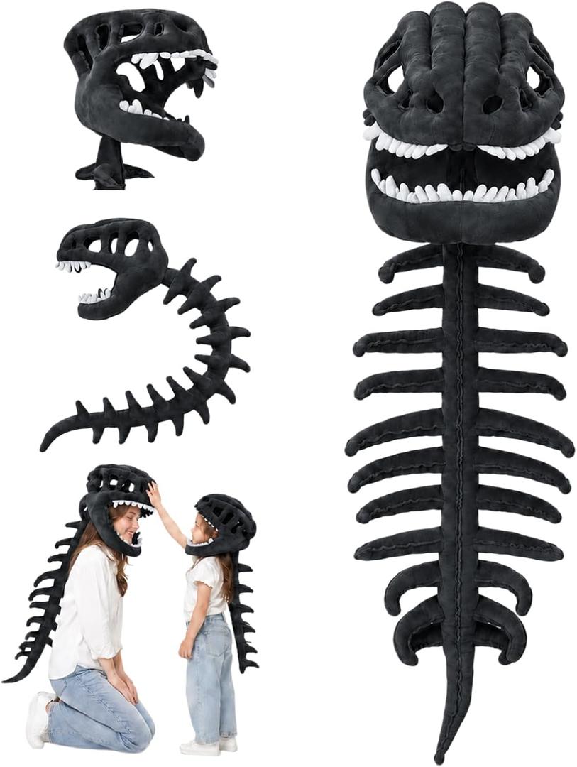 Sachie Dinosaur Skeleton Costume for Kids, Dinosaur Toys for Kids (Black, S)