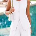PRETTYGARDEN Women's 2 Piece Sets 2026 Summer Trendy Button Down Suit Vest Tops High Waisted Shorts Business Casual Outfits (White, S)