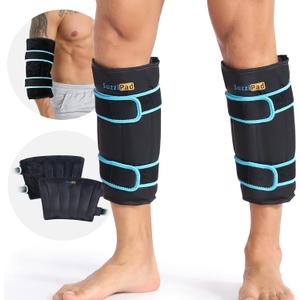 SuzziPad 360 Cold Pack for Calf, Shin, Arm & Elbow  Ice Wrap with Dual-Cover Design, Adjustable Velcro Straps, Leakproof & Reusable Cold Compress for Post-Workout Recovery (2 Packs), Black