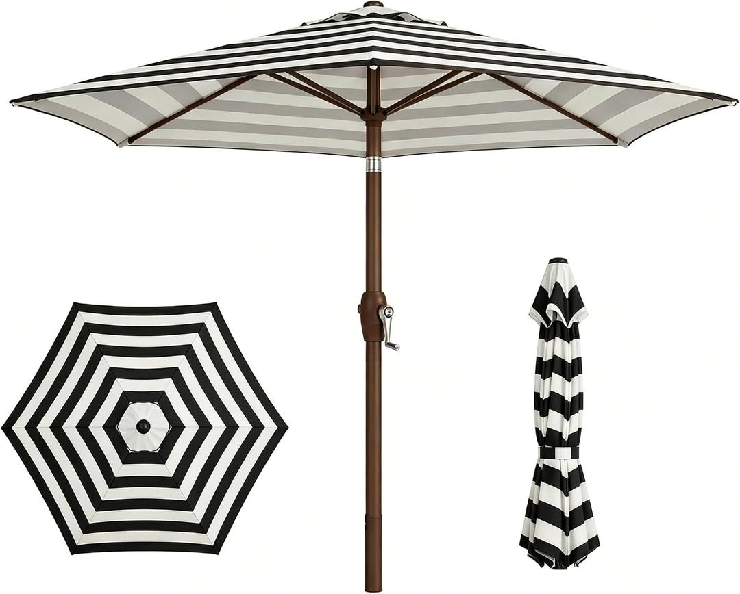 7.5ft Patio Umbrella, Outdoor Table Market Umbrella with Smooth Crank Lift, 6 Windproof Fiberglass Ribs, UPF50+ UV Protection for Deck, Pool, Garden and Backyard