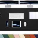 AFIING Leather Desk pad Protector, Large Non-Slip Office Desk Mat with Natural Cork & PU Leather, Waterproof Writing Mouse Pad for Office and Home (55in*17in,Black)