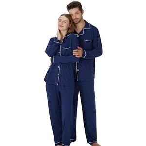 PJGGZ Matching Pajamas for Couples, Button Up Pjs Set for Men and Women Soft Warm Loungewear, L
