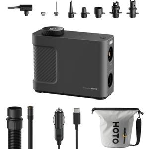 HOTO Air Pump Master, Portable Cordless Tire Inflator, Electric Air Pump with 9 Pump Modes, 12V DC Car Connector for Car, Bikes, Inflatable Pool Float, Air Mattress, Kayak, Tent, Paddle Board, Sup