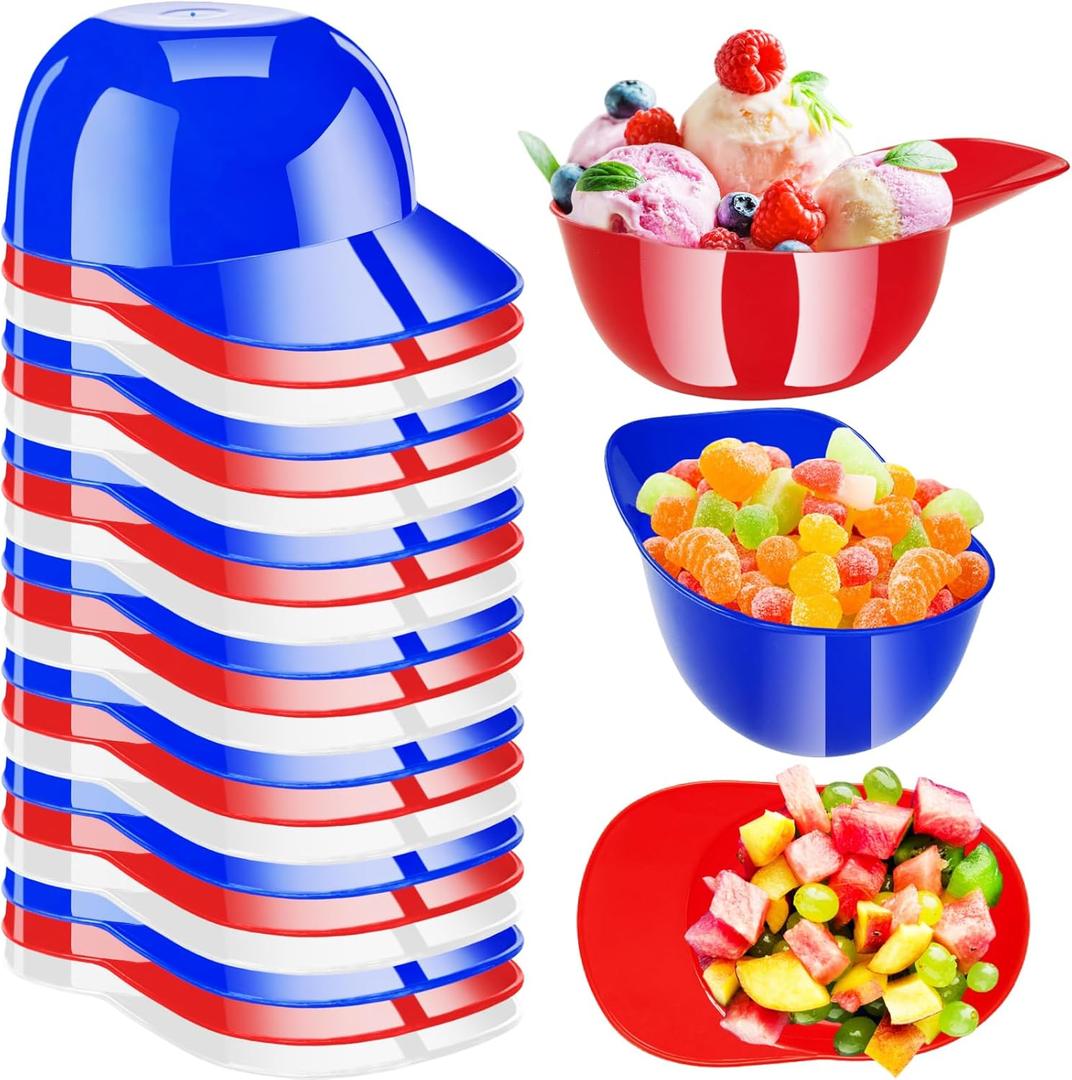 Alaeseje 36 Pack Plastic Baseball Helmet Bowl,8 oz Mini Ice Cream Dessert Baseball Cap Bowls,Party Snack Cups for Birthday Party Supplies