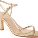 Mostrin Heels for Women Strappy Sandals Square Open Toe High Heel Sandals Ankle Strap Stiletto Heels for Party Wedding (9, Gold 05)