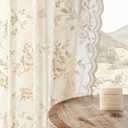 Beige Lace Curtains 84 Inches Long Victorian Floral Sheer Curtains for Living Room Bedroom Decor Drapes Rod Pocket Light Filtering French Window Curtains 2 Panels Set for Dining Room, 52x84