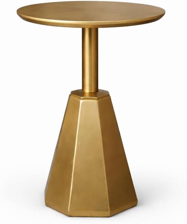 Round Wood Side Table, Coffee Nightstand Cocktail Drink Modern Accent Circle End Table, Wood Pedestal Base for Living Room, Bedroom, Small Spaces, Offices, Gold, 21.6" H x 15.7" L x 15.7" W