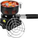 Electric Stove Coconut Charcoal Starter - ETL Approved Hot Plate Durable Faster Coal Burner 120V~600W with Detachable Handle Stainless Steel Grill & Rack Smart Heat Control Long Cable for BBQ Kitchen