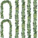 CQURE 6Pcs Eucalyptus Garland,Artificial Eucalyptus Leaves Table Greenery Garland Wreath Vines for Wedding Party Table Bedroom Wall Decor