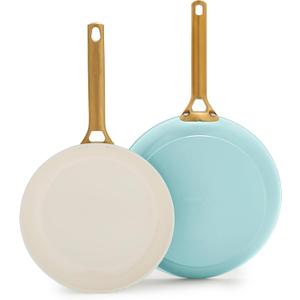 GreenPan Nonstick Reserve Pro 10” & 12” Frying Pan Set, NSF Certified Ceramic, Hard Anodized PFAS-Free Skillets, Stainless Steel Handles, Oven & Dishwasher Safe, Seaside Blue