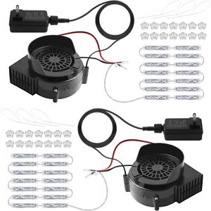 Lorvain 2PCS 2.5A Replacement Air Blower for Inflatables, Replacement Inflatable Air Fan Blower with 14 White LED Lights & 12v/3A Adapter for Christmas Halloween Outdoor Inflatable Fan Blowers