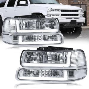 Fullux LED DRL Headlight Assembly Fits 1999-2002 Chevy Silverado 1500 2500