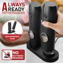 Electric Salt and Pepper Grinder Set of 2, Automatic Pepper Mill,USB Rechargeable, Adjustable Coarseness, One-handed Operation, Ceramic Burr,Refillable, Auto Grinders with Charging Base LED Light