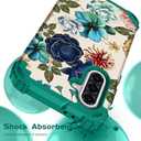 Hocase for Galaxy A36 5G Case, Heavy Duty Shockproof Protection Soft Silicone Rubber Bumper+Hard Plastic Hybrid Protective Case for Samsung Galaxy A36/A56 5G (6.7" Display) 2025 - Teal Flowers