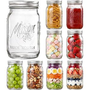 SUT Wide Mouth Mason Jars 32 oz,9 Pack Quart Mason Jars With Airtight lids and Bands,Clear Canning Jars 32 oz for Preserving,Meal Prep,Overnight Oats,Fermenting, Pickling