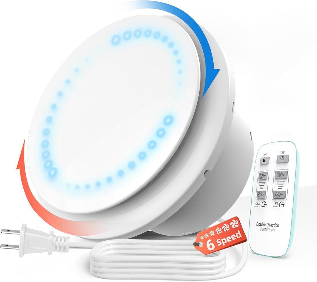 4 inch Bathroom Exhaust Fan with Remote 2 Way 6 Speed Upgraded Powerful Low Noise Vent Fan 3000RPM DC Motor Energy Saving Household Ventilation Fans for Attic Basement Garage Washroom P106A2 (White)