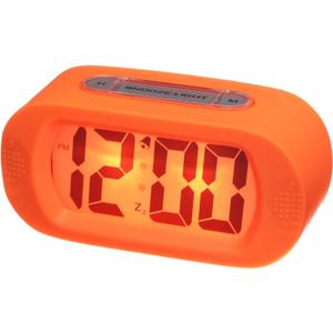 uxcell Electronic Alarm Clock with LCD Screen, Orange Digital Alarm Clocks for Bedrooms, Snooze, 12H, Battery Operated for Bedrooms Heavy Sleepers Travel Office