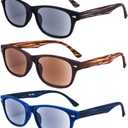 EYEGUARD 3 Pack Unisex Classic of Style Sunglasses Readers Outdoor Reading Glasses for Men and Women 1.50- Not Bifocals (Sun Lens 3 Color Mix)