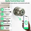 Smart Door Knob Fingerprint Door Lock 4-in-1 Keyless Entry (Fingerprint/App/Code/Key) with Auto-Lock Easy Install for Home/Bedroom/Office-Silver