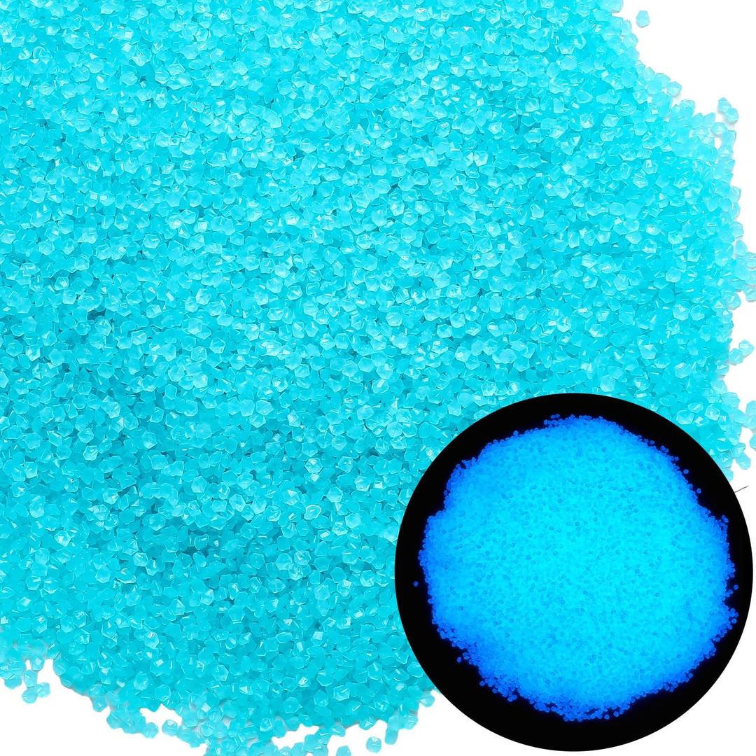 Landical 40000 Pcs 3-5mm Glow in The Dark Rocks for Fish Tank Aquarium Luminous Gravel Bulk Pebble Craft Small Landscaping Glow Sand Stone for Potted Plant Succulent Decor, 2.2 Lb/ 1 kg(Light Blue)