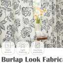 jinchan Floral Curtains Burlap Look Curtain 96 Inch Long Faux Linen Black Flower Patterned Drapes for Living Room Light Filtering Farmhouse Curtain Rod Pocket Window Curtains for Bedroom 2 Panels, Flora Black on Off White