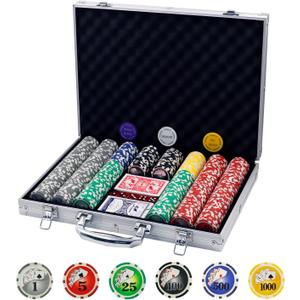 Boyzhood Poker Chips with Numbers,500PCS Poker Chip Set with Aluminum Travel Case,11.5 Gram Poker Set for Texas Holdem and Blackjack Gambling.