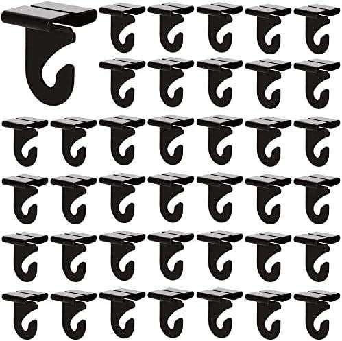 HNBun 100 Pieces Metal Drop Ceiling Hooks, Right and Left Black Ceiling Hooks T-Bar Track Clip for Hanging Plants & Decorations, 20lbs Capacity Suspended Ceiling Hanger for Classrooms Offices