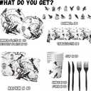 Halloween Party Decorations Crows Tableware 142Pcs Gothic Halloween Plates and Napkins Silhouette Tree Crow Bird Cage Banner Tablecloth for HALLOWEEN Horror Theme Party Supplies