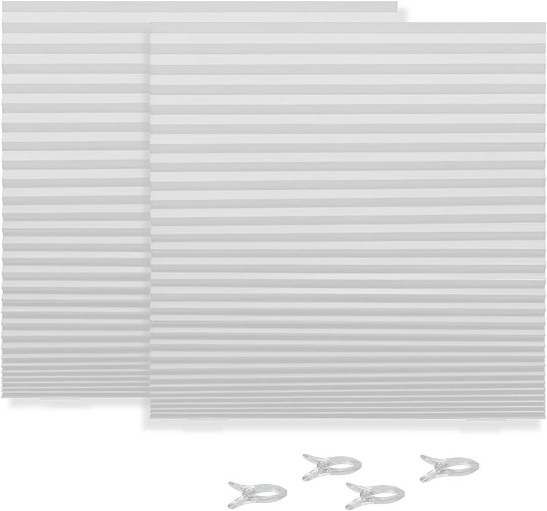 Mini Blinds for Indoor Windows - White Self Adhesive Temporary Blinds, Window Blinds No Drill for Bedroom Kitchen Bathroom, 36" W x 72" H - (2 Pack)